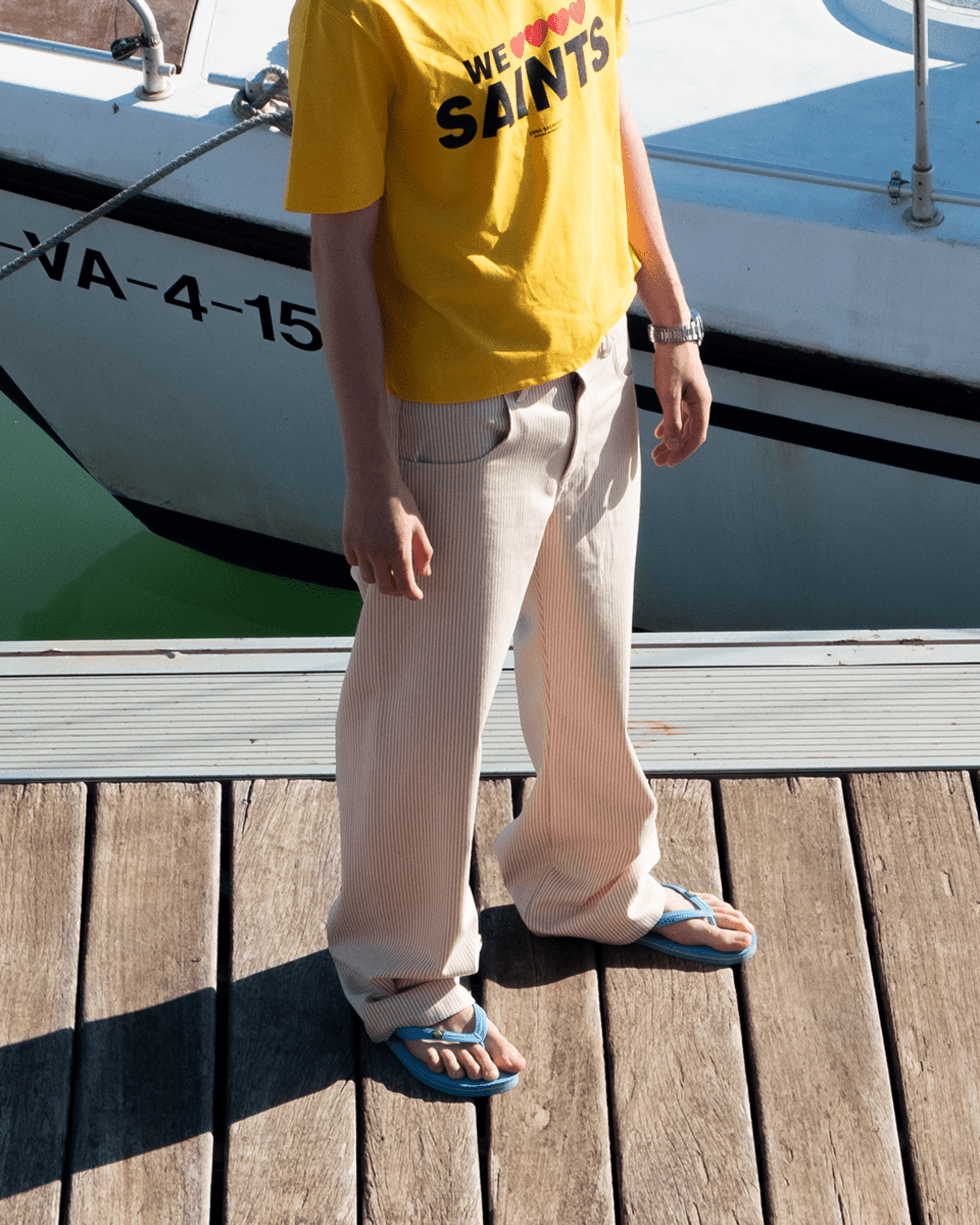 03. Beige Striped Jeans - 5